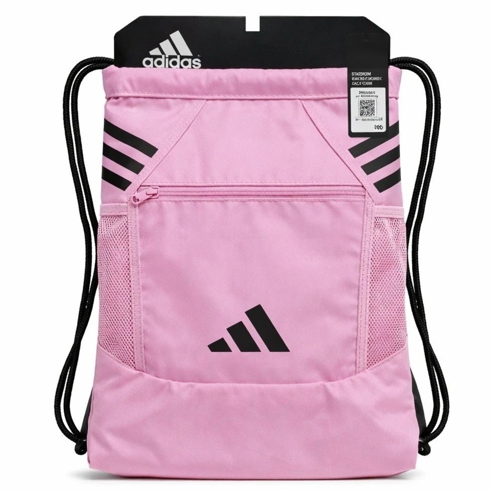 Adidas Stadium Sackpack Drawstring Gym Bag True Pink Black OSFA NEW